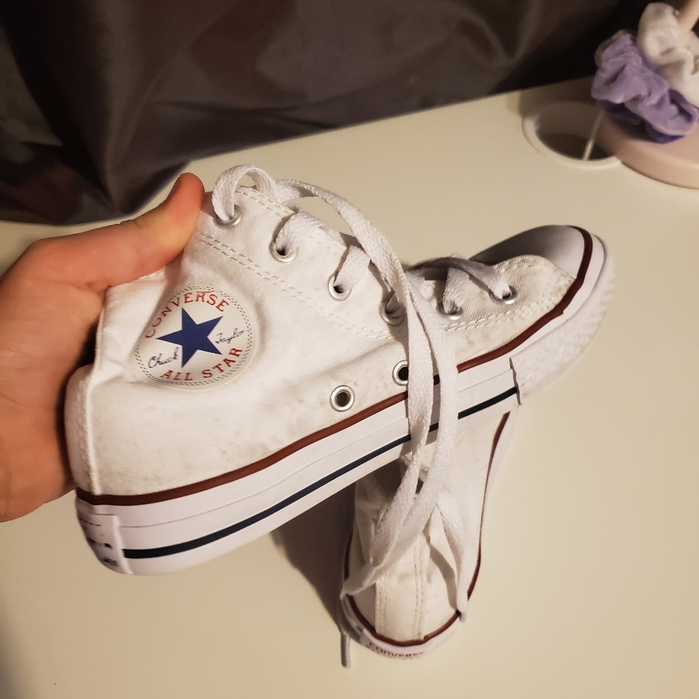 Kids All White High Top Converse